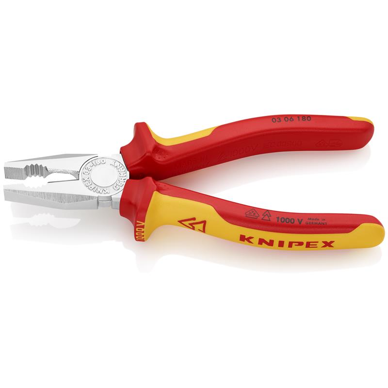 Knipex Kombinationstang forkromet,VDE-godkendt 180 mm