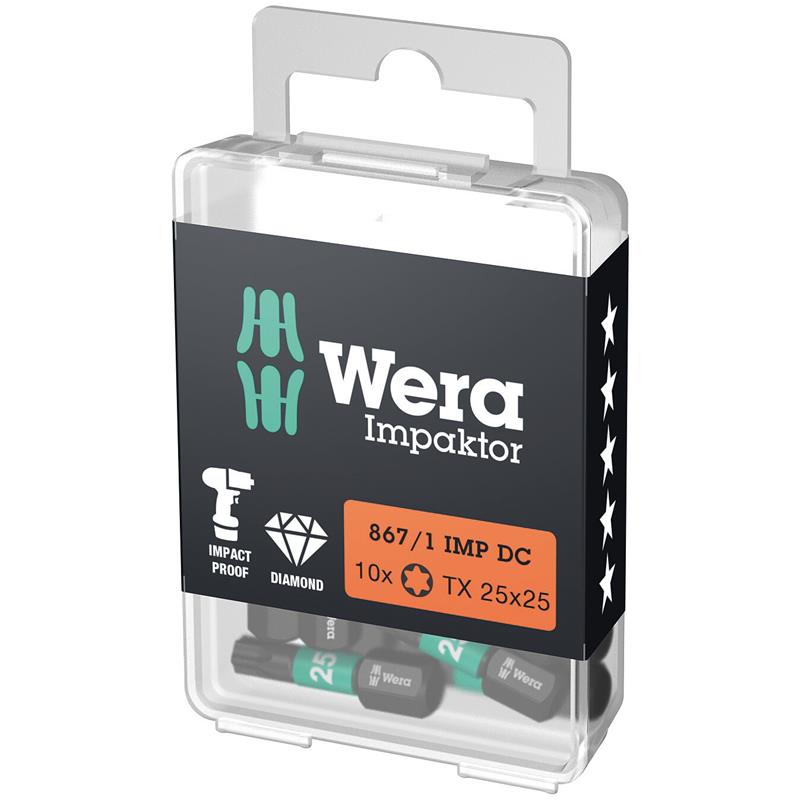 Se WERA 867/1 IMP DC TORX DIY Impaktor bits, TX20 x 25 mm, 10 stk. hos Dorch & Danola A/S