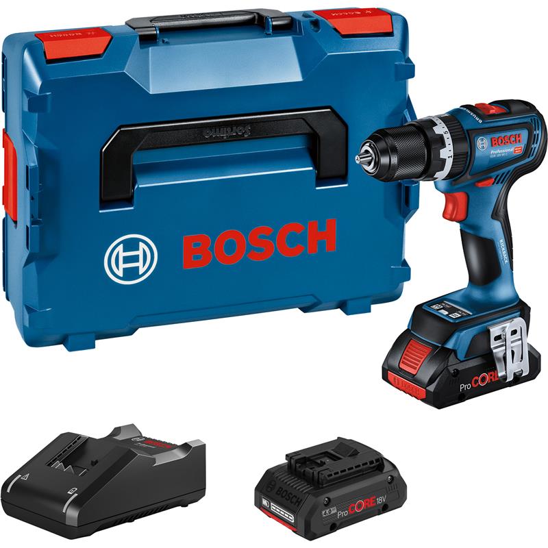Bosch akku slagboremaskine GSB 18V-90 C 2X4,0AH PROCORE GAL 18V-40 L-BOXX COMO