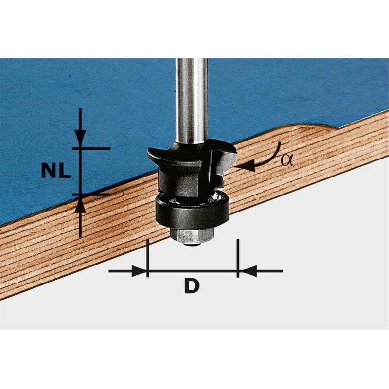 Festool Fas-/kantfræser, skaft 8 mm HW S8 D24/0Â° +45Â°