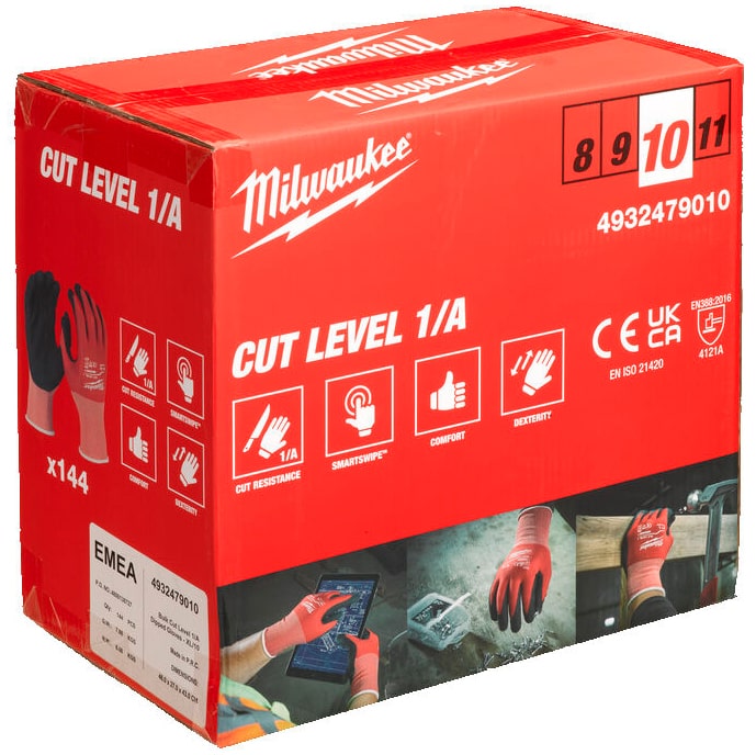 Milwaukee Skærefaste Arbejdshandsker Kat Str 144 Stk