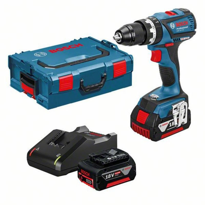 Bosch akku slagboremaskine GSB 18V-EC 2X5,0AH L-BOXX