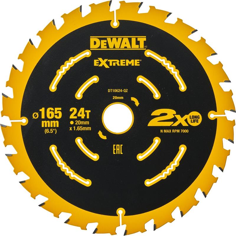 Billede af DeWalt 165 x 20mm 24T Extreme rundsavsavklinge