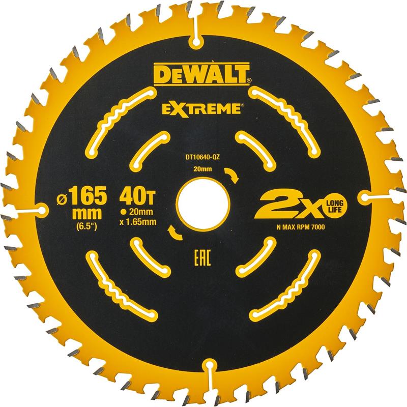 Billede af DeWalt 165 x 20mm 40T Extreme rundsavsavklinge