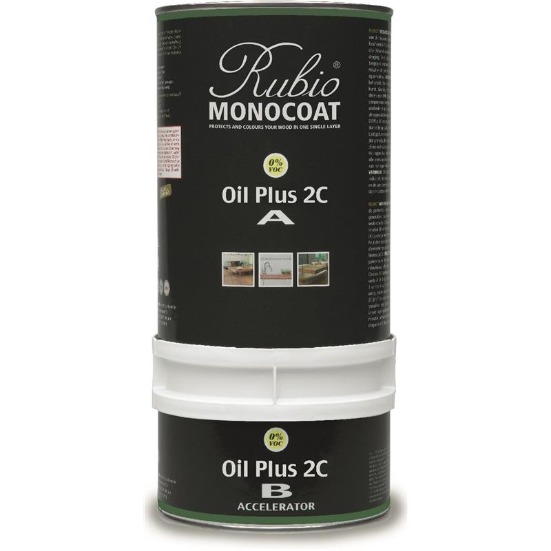 Se Rubio Monocoat olie Plus 2C Super White 1 L inkl. accelerator 300 ml. hos Dorch & Danola A/S
