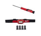 Sæt af Milwaukee pandelampe HL2-LED og Multi-Bit skruetrækker SET4933471286