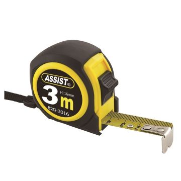Assist Båndmål 3 m m/bælteclips i ABS Case TA-101840