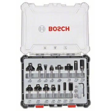 Bosch Blandet bitsæt til fræsejern, 15 dele 1/4" 2607017473