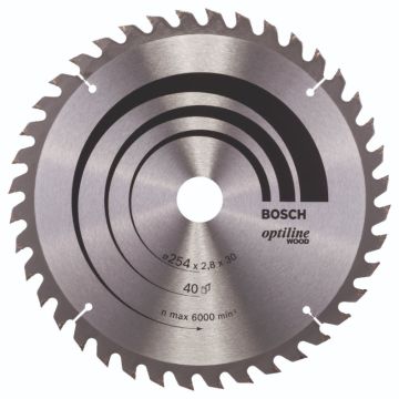 Bosch rundsavklinge OPTI 254 x 30 x 2,8mm 40T 20gr træ 2608640443
