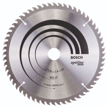 Bosch rundsavklinge 254 x 30mm 60T 20gr træ 2608640444