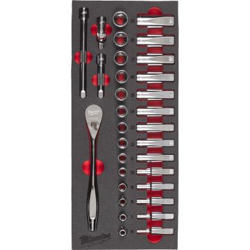 Milwaukee Skraldenøglesæt 3/8" skum 32 dele 4932479825