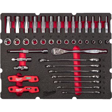 Milwaukee Skralde 3/8" & fastnøgle skum 55 dele 4932493640