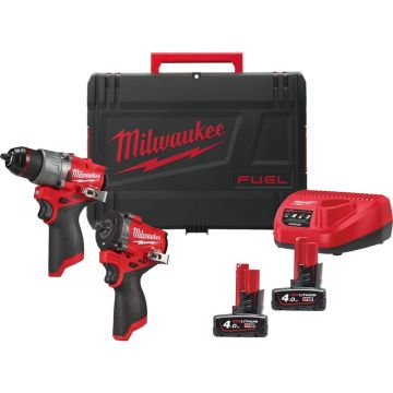 Milwaukee M12 FUEL powerpack med slagboremaskine og slagskruenøgle 4933498741