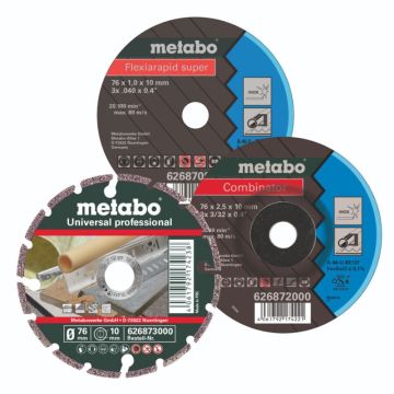 Metabo Startsæt til skæring, skrubning, slibning 76 mm. 626879000