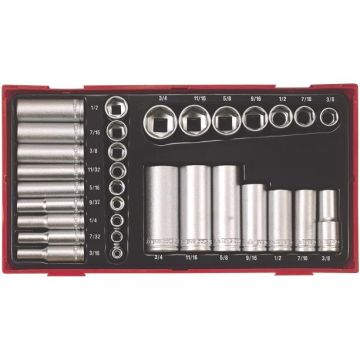Teng Tools topnøglesæt 1/4" & 3/8" i tommer TTAF32 med 32 toppe 3/16 - 3/4 tomme 68610104