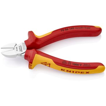 Knipex Skævbider forkromet,VDE-godkendt 140 mm KN-7006140SB