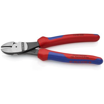 Knipex Kraft-skævbider sort atramenteret, med flerkomponent-håndtag 200 mm KN-7402200SB