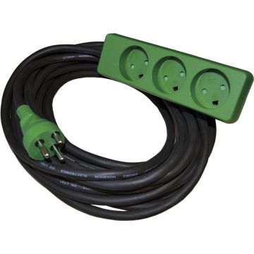 Blue electric kabelsæt neopren 25m med jord og 3 stikdåse 3x1,5mm² FLJ25-3