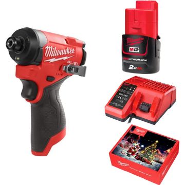Milwaukee Slagskruemaskine 1/4" M12 FID2 med batteri og lader MILWAUKEEPAKKE3