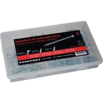 Expandet Indendørs skruesortiment Extra V2 - 270 stk SE-960084