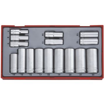 Teng Tools topnøglesæt 3/8" TT3816 med 16 lange toppe 7-22mm 144300100