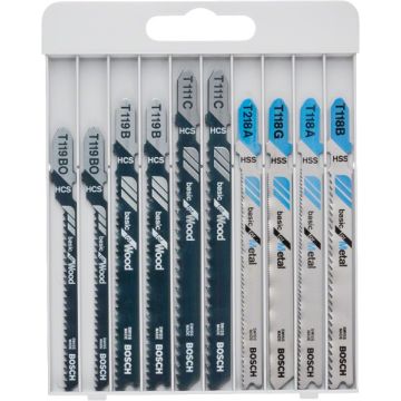 Bosch Basic for Wood and Metal - stiksavklingesæt i kassette med 10 dele 2607010630