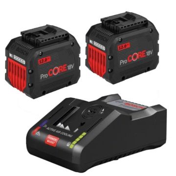 Bosch Start-Sæt: 2x Batteri 18V 12.0Ah og Lader GAL 18V-160 C 1600A016GY