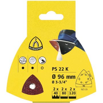 Klingspor Trekant Ø96mm 6h k40 - 5 stk PS22K KS-241656