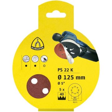Klingspor Rondel Ø125mm 8h k180 - 5 stk PS22K KS-241628