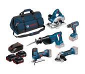 Bosch Akku Sæt 18V, 5 stk. værktøj, 3 batterier og lader med taske 0615990K6N