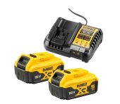 DeWalt batterisæt 18V XR DCB1104P2, 2x5,0 Ah + lader DW-DCB1104P2-QW