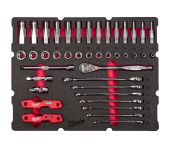 Milwaukee Skralde 3/8" & fastnøgle skum 55 dele 4932493640