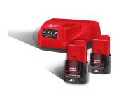 Milwaukee startsæt M12 NRG-302 med batterier og lader 4933451902