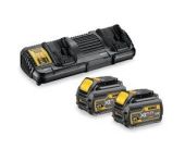 DeWalt 18/54V XR FLEXVOLT 2 x 6Ah-batterier og dobbeltlader DW-DCB132T2-QW