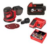 Milwaukee excentersliber M18 BOS125 med 5Ah batteri og lader 4933464228+4932430483+4932352959+4932500297