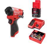 Milwaukee Slagskruemaskine 1/4" M12 FID2 med batteri og lader 4933479876+4932430064+4932352959+4932500297