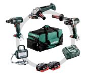 Metabo Combo SET 4.3.2 18V bore-/skruemaskine, slagnøgle, vinkelsliber og arbejdslampe 691175000