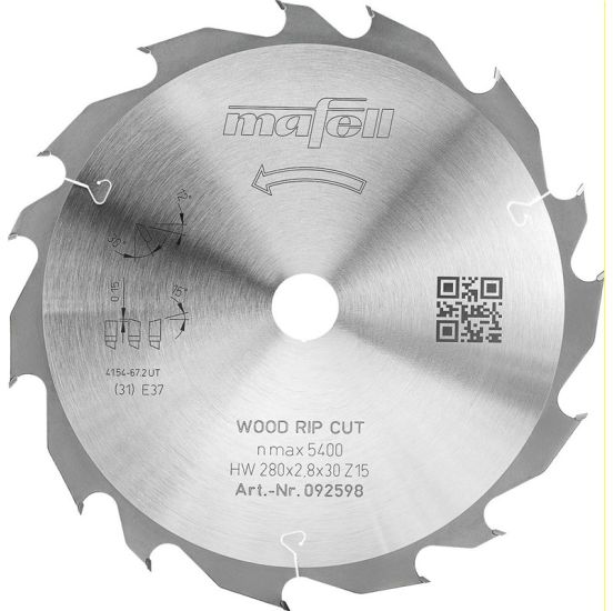 Mafell Savblad KSB-WL 280 GT HW, 280 x 2,8 x 30 mm, Z15-5, WZ/FZ, Wood Rip Cut - MA-092598