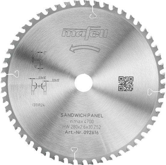 Mafell Savblad KSB-SP 280 HW, 280 x 2,6 x 30 mm, Z52, WZFA, Sandwich Panel - MA-092616