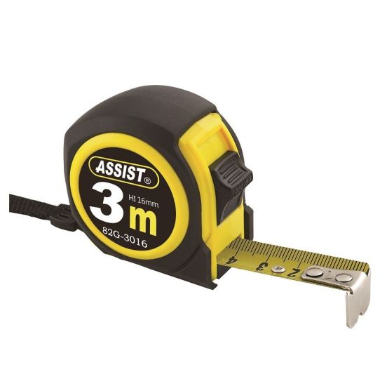 Assist Båndmål 3 m m/bælteclips i ABS Case - TA-101840
