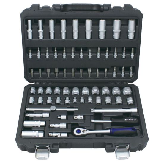 BATO Topnøglesæt 3/8" 6kt. 8-24mm kort. 8-19mm lang. Bitstoppe. 69 dele. - BA-1208
