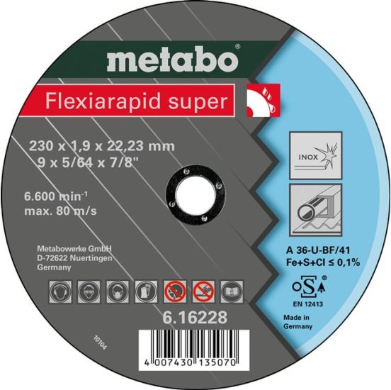 Metabo Skæreskive Flexiarapid super 230x1,9x22,23 Inox, TF 41 - 616228000