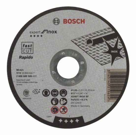 Bosch Lige Skæreskive 125x1,0 mm AS 60 T INOX BF - 2608600549