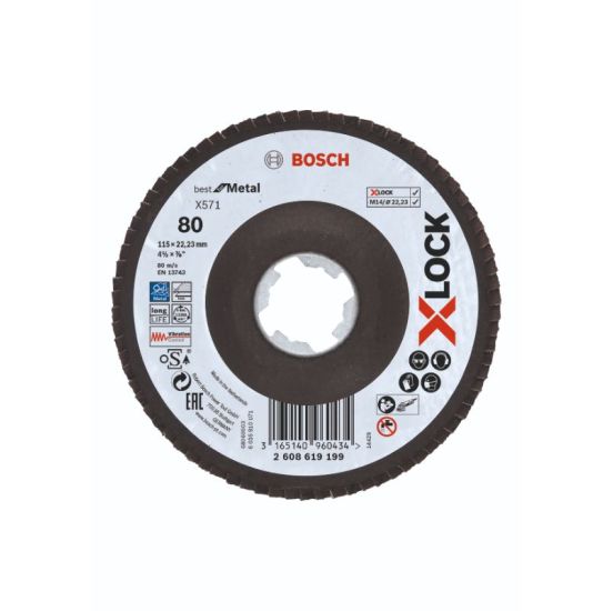 Bosch X-LOCK X571 Best for Metal-lamelslibeskive skrå 115mm K80 - 2608619199
