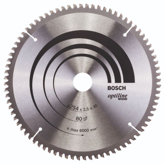 Bosch rundsavklinge Ø254 x 30mm 2,5mm 80T -5gr træ - 2608640437