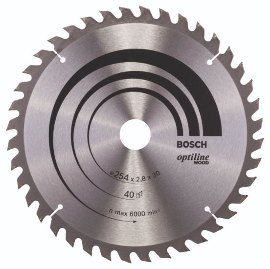 Bosch rundsavklinge OPTI 254 x 30 x 2,8mm 40T 20gr træ - 2608640443