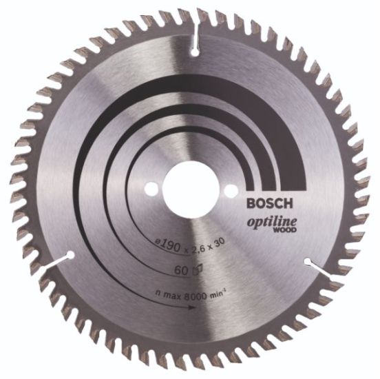 Bosch rundsavklinge Optiline Ø190 x 2,6 x 30mm 60T - 2608641188