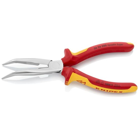 Knipex Fladrundtang med skær (Storkenæbstang) forkromet,VDE-godkendt 200 mm - KN-2626200SB