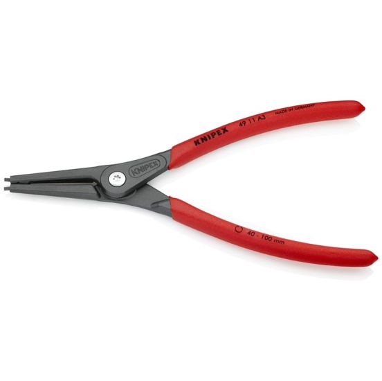 Knipex Præcisions-låseringstang til udvendige ringe på aksler grå atramenteret, betrukket med skridhæmmende kunststof 225 mm - KN-4911A3SB