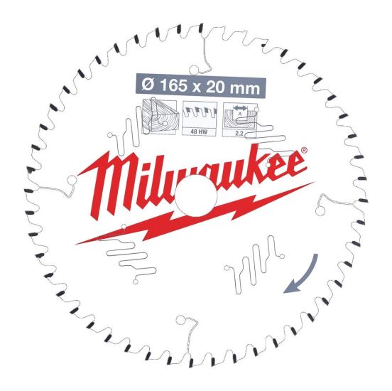 Milwaukee Rundsavklinge W165x20x2,2x48 - 4932471295